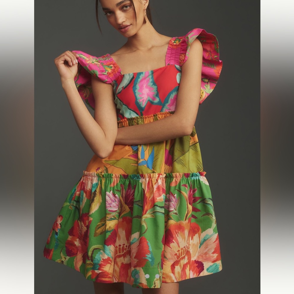 Farm Rio Foliage Mix Mini Dress